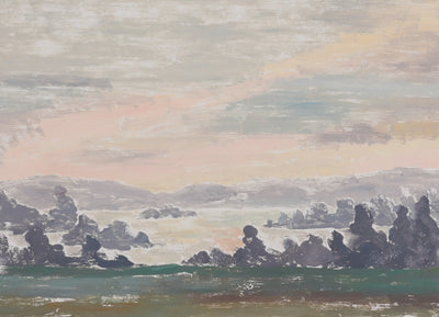 Camille COMBE : Paysage sous les nuages, Monotype original signé