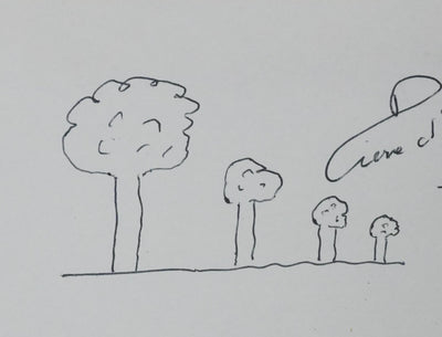 Pierre d'ESNEVAL : Les quatre petits arbres, Autographe et dessin original signé
