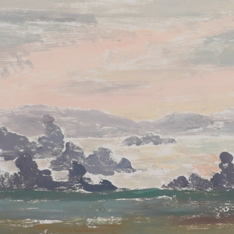 Camille COMBE : Paysage sous les nuages, Monotype original signé