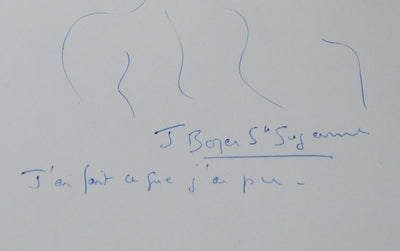 Jeanne DE BOYER DE SAINTE-SUZANNE : J'ai fais ce que j'ai pu, Autographe et dessin original signé