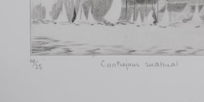 Camille COMBE : Contrejour matinal, Gravure originale signée