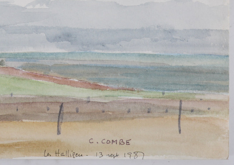 Camille COMBE : Les Halligen, Aquarelle originale signée