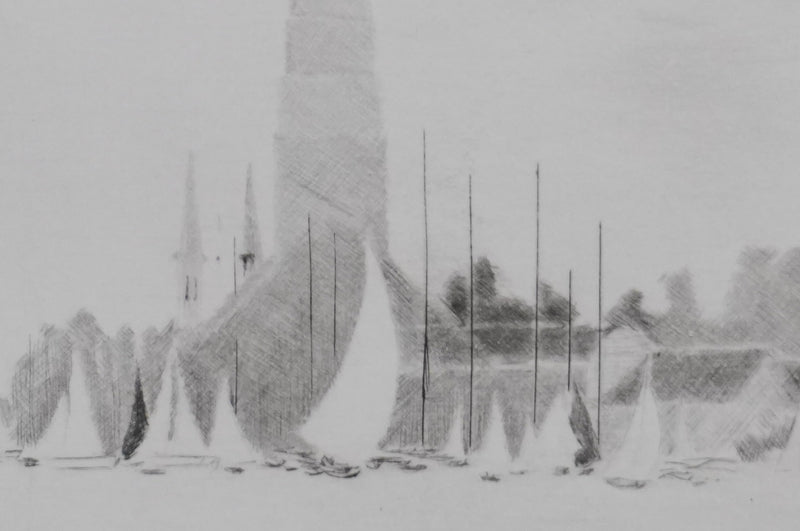 Camille COMBE : Contrejour matinal, Gravure originale signée