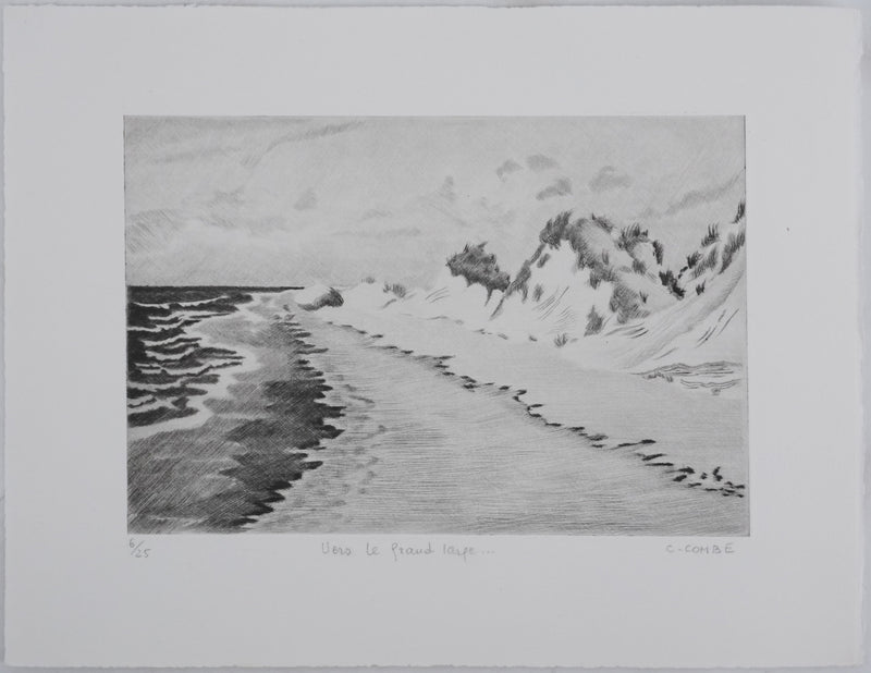 Camille COMBE : Vers le grand large, Gravure originale signée