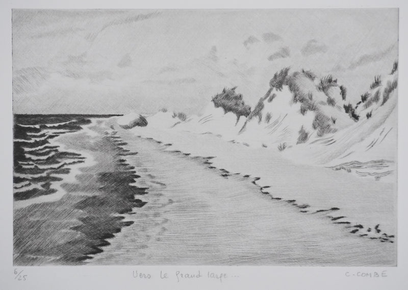 Camille COMBE : Vers le grand large, Gravure originale signée