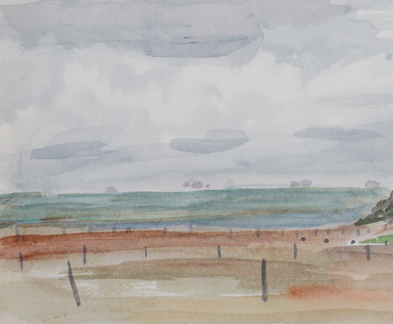 Camille COMBE : Les Halligen, Aquarelle originale signée