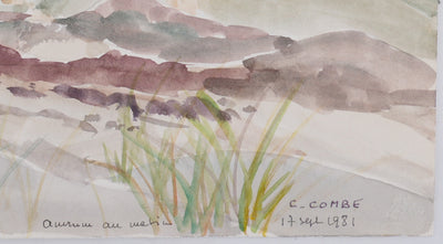 Camille COMBE : Chemin escarpé, Aquarelle originale signée