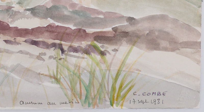 Camille COMBE : Chemin escarpé, Aquarelle originale signée