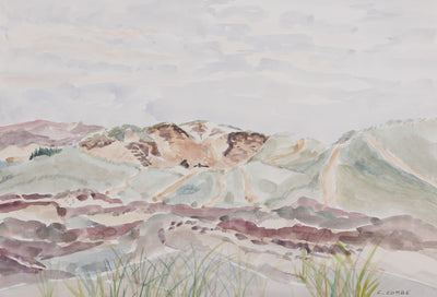 Camille COMBE : Chemin escarpé, Aquarelle originale signée