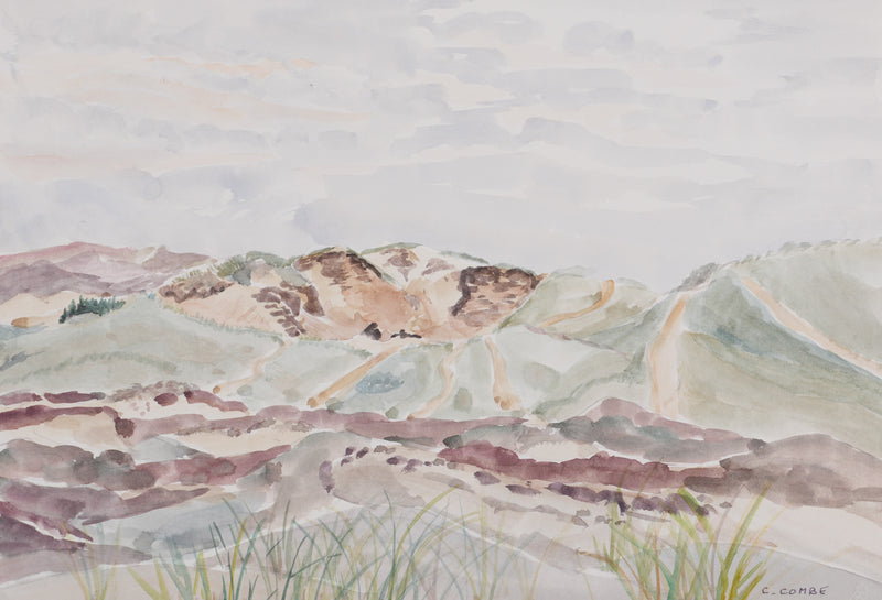 Camille COMBE : Chemin escarpé, Aquarelle originale signée