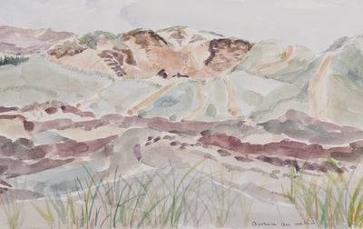 Camille COMBE : Chemin escarpé, Aquarelle originale signée