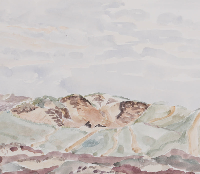 Camille COMBE : Chemin escarpé, Aquarelle originale signée