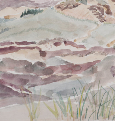 Camille COMBE : Chemin escarpé, Aquarelle originale signée