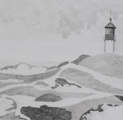 Camille COMBE : L'île et son belvédère, Gravure originale signée