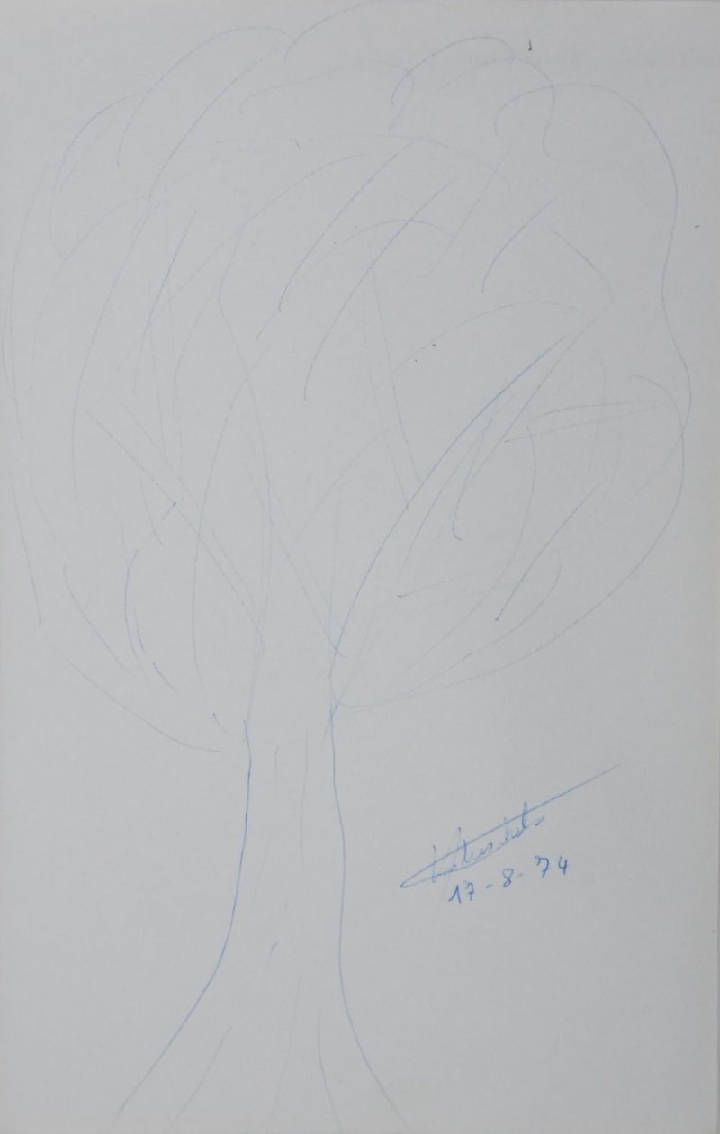 Paul VANDEISCHELDEN : Le gros arbre bleu, Autographe et dessin original signé
