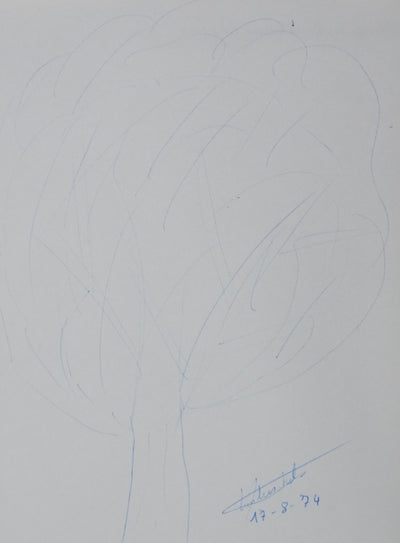 Paul VANDEISCHELDEN : Le gros arbre bleu, Autographe et dessin original signé