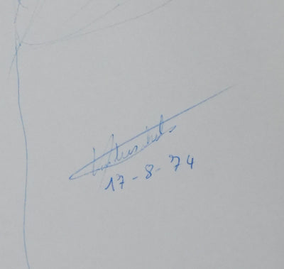 Paul VANDEISCHELDEN : Le gros arbre bleu, Autographe et dessin original signé
