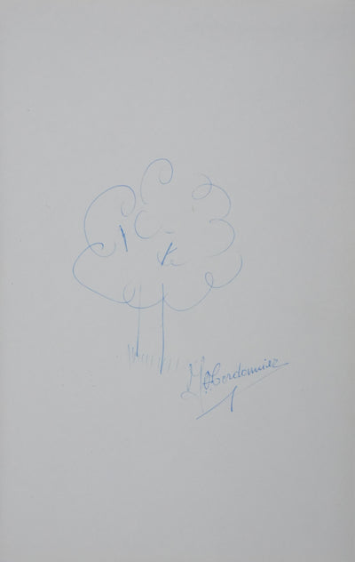 CORDONNIER : L'arbre dans l'herbe, Autographe et dessin original signé