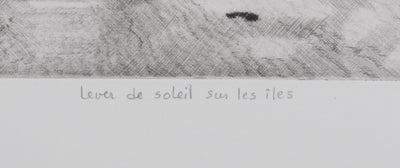 Camille COMBE : Lever de soleil sur les îles, Gravure originale signée