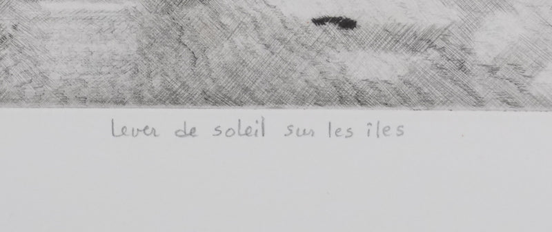 Camille COMBE : Lever de soleil sur les îles, Gravure originale signée