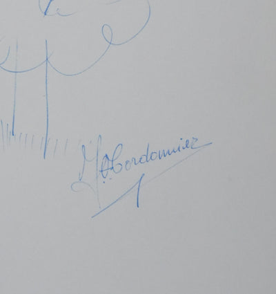 CORDONNIER : L'arbre dans l'herbe, Autographe et dessin original signé