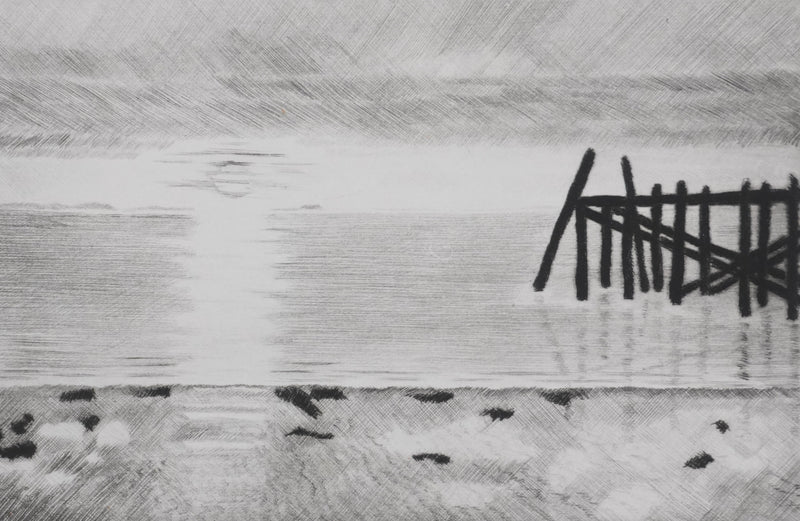 Camille COMBE : Lever de soleil sur les îles, Gravure originale signée
