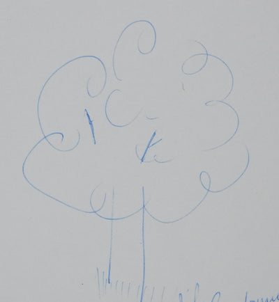 CORDONNIER : L'arbre dans l'herbe, Autographe et dessin original signé