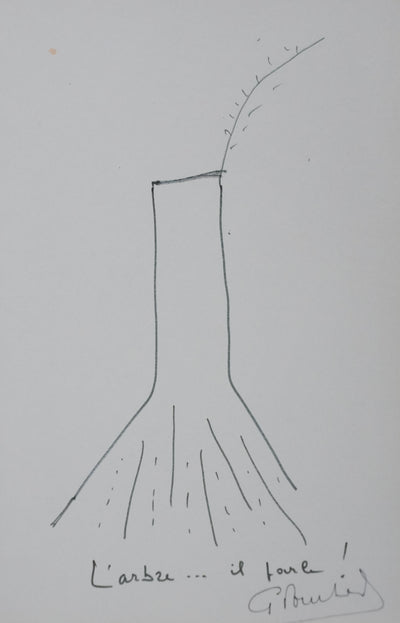 Père POUCHET : L'arbre il parle, Autographe et dessin original signé