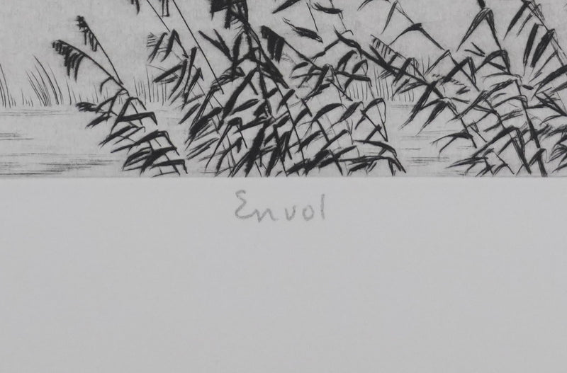 Camille COMBE : Oiseaux en envol, Gravure originale signée