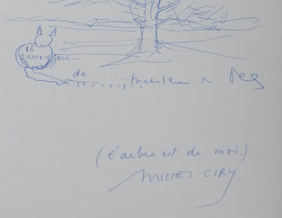 Michel CIRY : Le chat au clair de lune, Dessin original signé