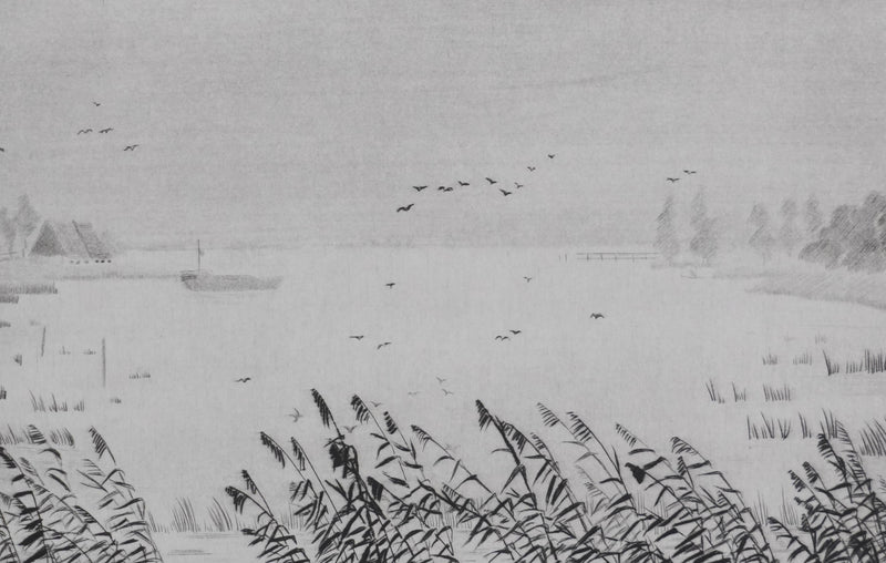 Camille COMBE : Oiseaux en envol, Gravure originale signée