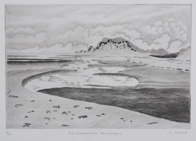 Camille COMBE : La chevauchée des nuages II, Gravure originale signée