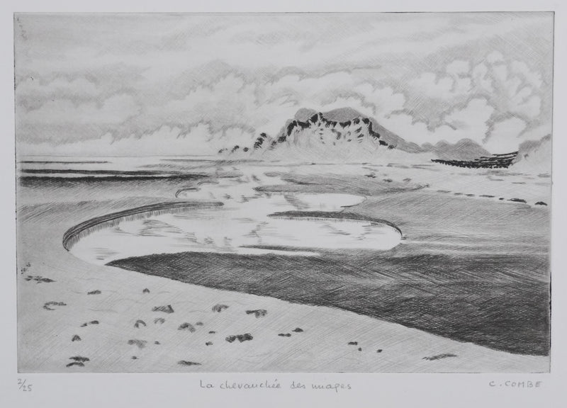 Camille COMBE : La chevauchée des nuages II, Gravure originale signée