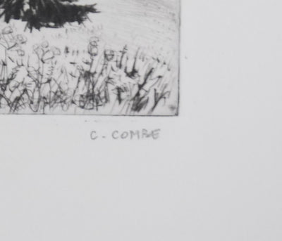 Camille COMBE : Les sapins, Gravure originale signée