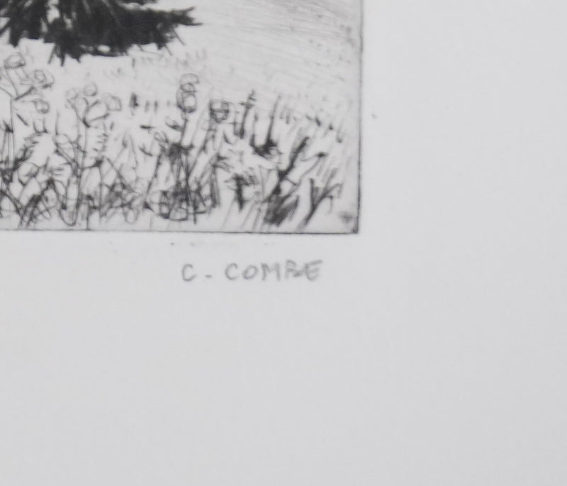 Camille COMBE : Les sapins, Gravure originale signée