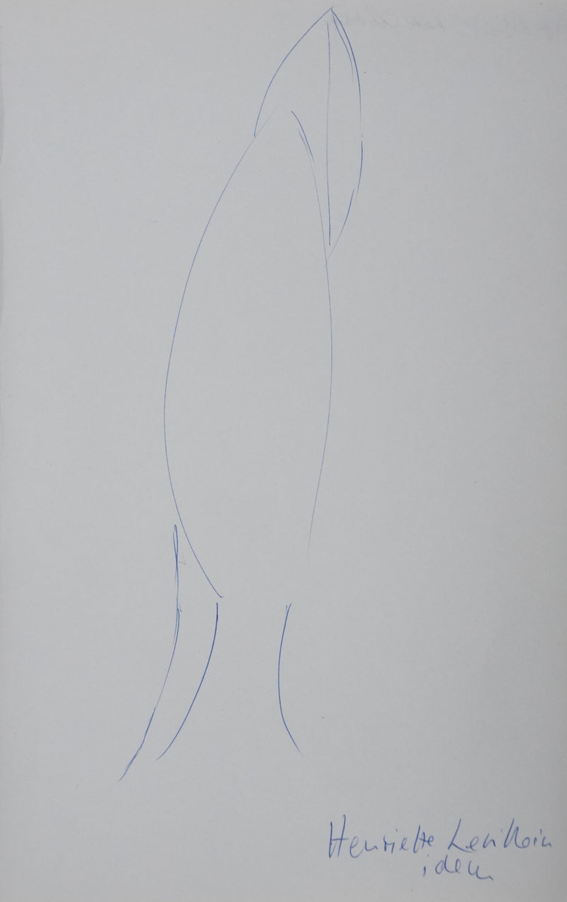 Henriette LEVILLAIN : La plume, Autographe et dessin original signé