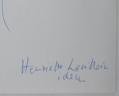Henriette LEVILLAIN : La plume, Autographe et dessin original signé