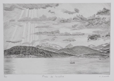 Camille COMBE : Pluie de lumière, Gravure originale signée