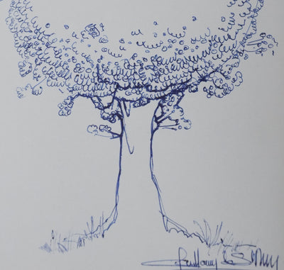 Guillaume DE ST PIERRE : L'arbre aux boules de coton, Autographe et dessin original signé