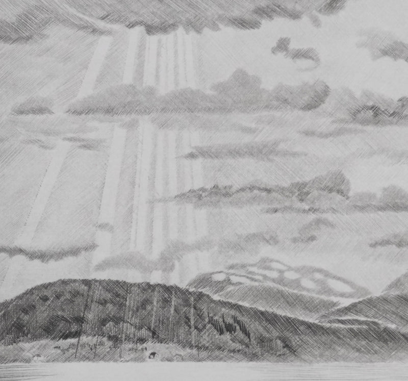 Camille COMBE : Pluie de lumière, Gravure originale signée