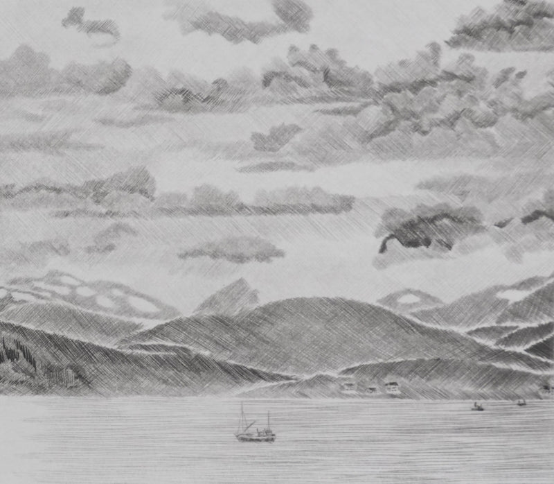 Camille COMBE : Pluie de lumière, Gravure originale signée