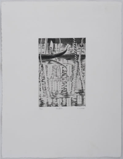 Camille COMBE : Reflets, Gravure originale signée
