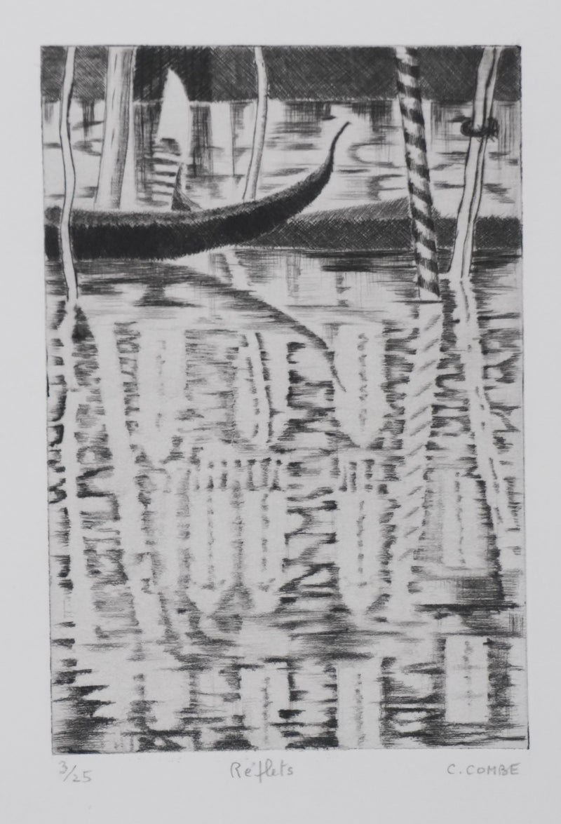 Camille COMBE : Reflets, Gravure originale signée