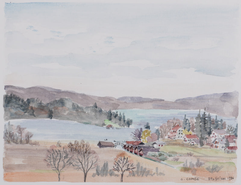 Camille COMBE : Village au pied du Staffelsee, Aquarelle originale (photo de détail 3) - Crédit photo : Galerie Art.Paris