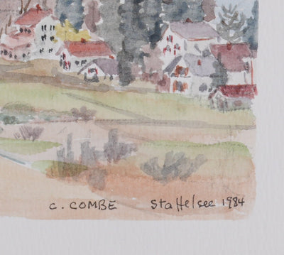 Camille COMBE : Village au pied du Staffelsee, Aquarelle originale (photo de détail 2) - Crédit photo : Galerie Art.Paris