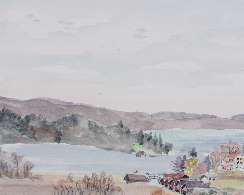 Camille COMBE : Village au pied du Staffelsee, Aquarelle originale (photo de détail 5) - Crédit photo : Galerie Art.Paris