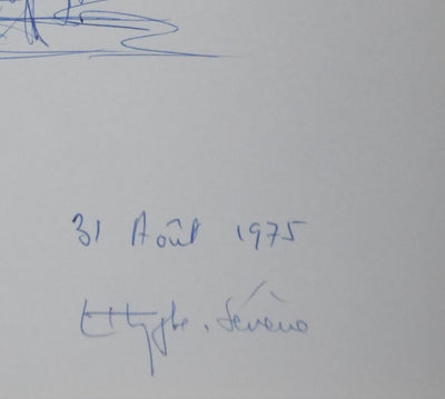 Claire-Hélène HUYGHE-SEVENE : L'arbre sur la vague, Autographe et dessin original signé