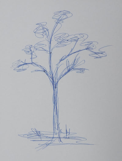 Claire-Hélène HUYGHE-SEVENE : L'arbre sur la vague, Autographe et dessin original signé