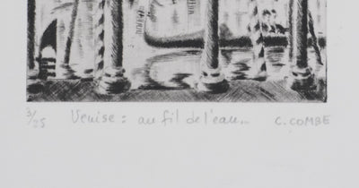 Camille COMBE : Au fil de l'eau, Gravure originale signée