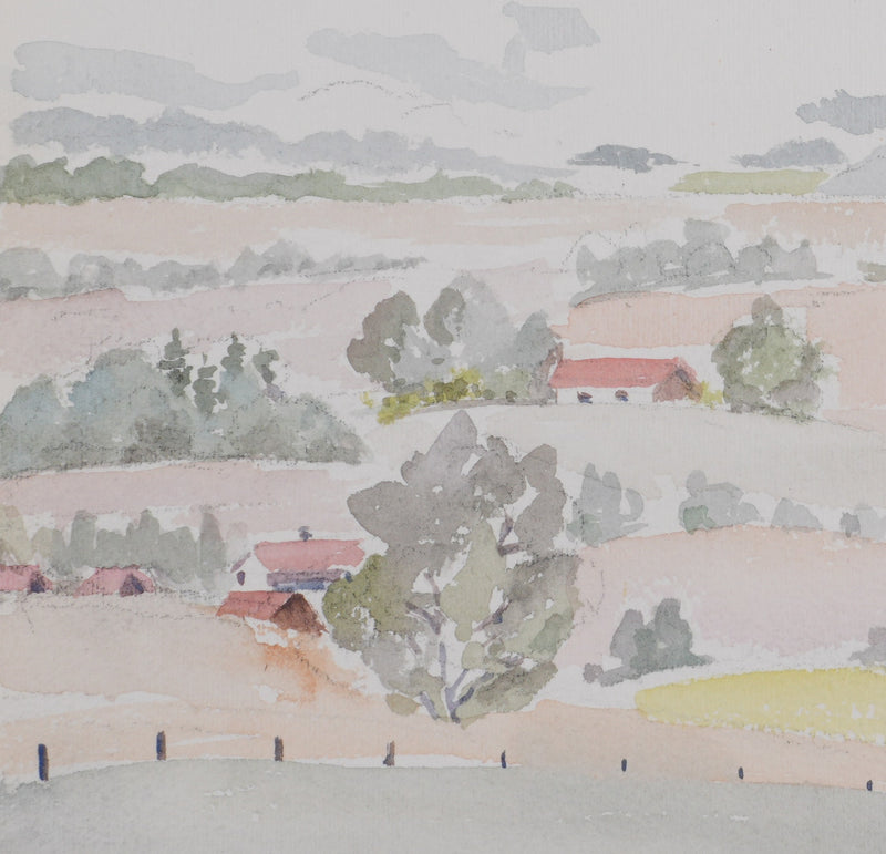 Camille COMBE : Le bourg au pied des cimes, Aquarelle originale (photo de détail 4) - Crédit photo : Galerie Art.Paris